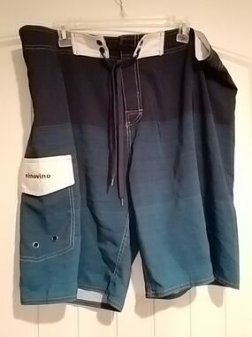 Men's Gradient Blue Board Shorts with White Pocket